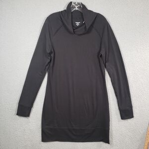 Toad & Co Aurora Long Sleeve Cowl Neck Dress Womens L Black Organic Cotton Blend